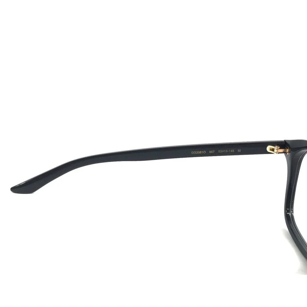 Gucci Eyeglasses Frames GG2081O 007 Polished Black Rectangle Full Rim 53-19-145